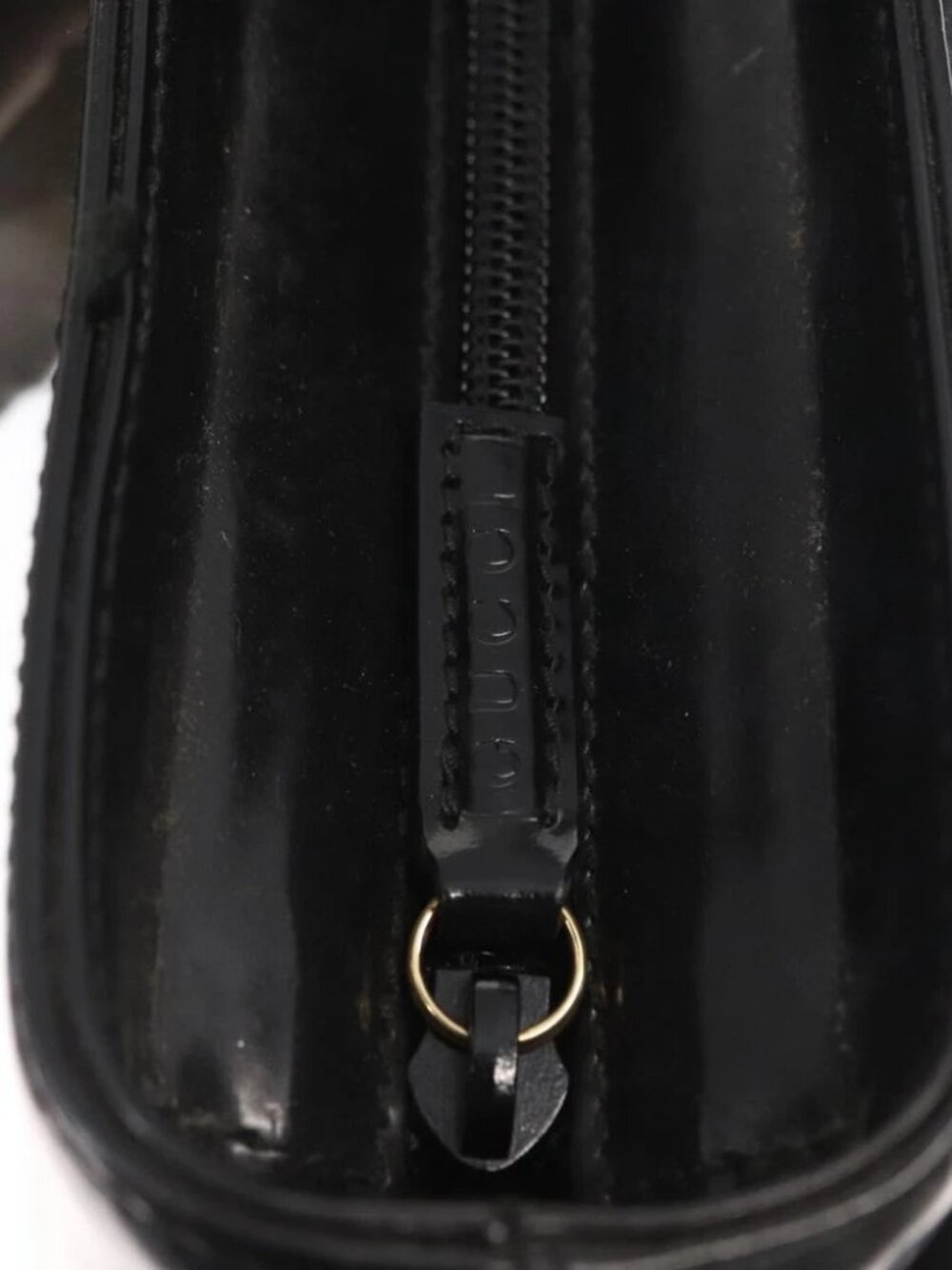 GUCCI Tote Bag Patent leather Black Gold Auth - Picture 12 of 16